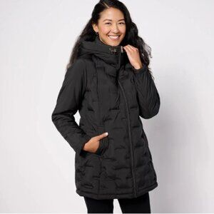 Susan Graver Heat Press Mixed Media Jacket with Hood-Black-Small-NEW-A622047